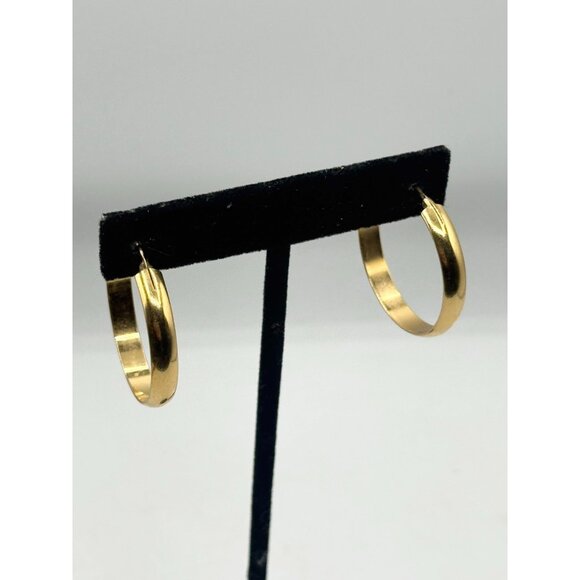 Vintage Monet gold tone Hoop Earrings - Picture 2 of 7